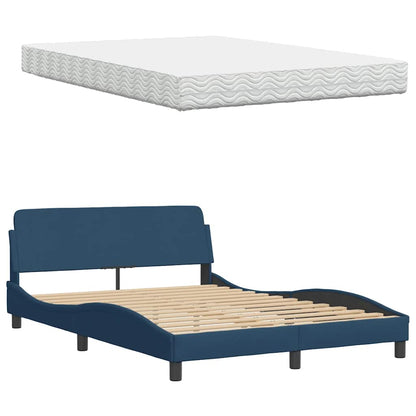 Letto con Materasso Hanko Blu 140x200 cm in Tessuto | homemem39
