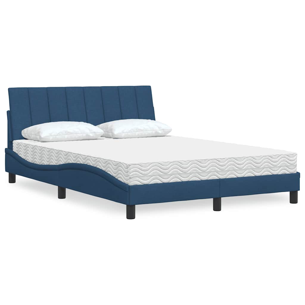 Letto con Materasso Hanko Blu 140x200 cm in Tessuto | homemem39