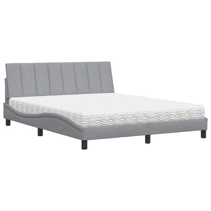 Letto con Materasso Grigio Chiaro160x200 cm Tessuto - homemem39