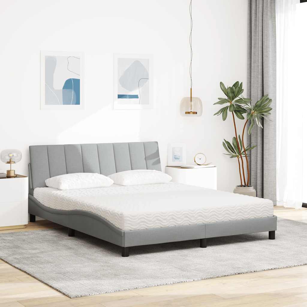Letto con Materasso Grigio Chiaro160x200 cm Tessuto - homemem39