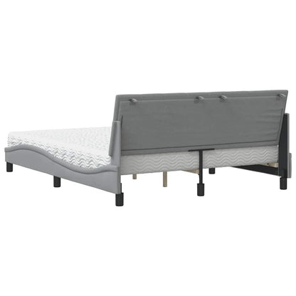 Letto con Materasso Grigio Chiaro160x200 cm Tessuto - homemem39