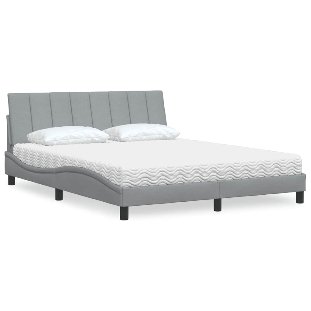 Letto con Materasso Grigio Chiaro160x200 cm Tessuto - homemem39