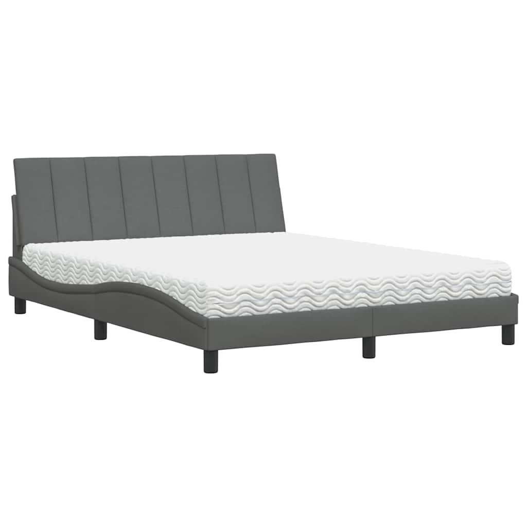 Letto con Materasso Hanko Grigio Scuro 160x200 cm Tessuto