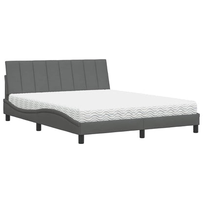 Letto con Materasso Hanko Grigio Scuro 160x200 cm Tessuto