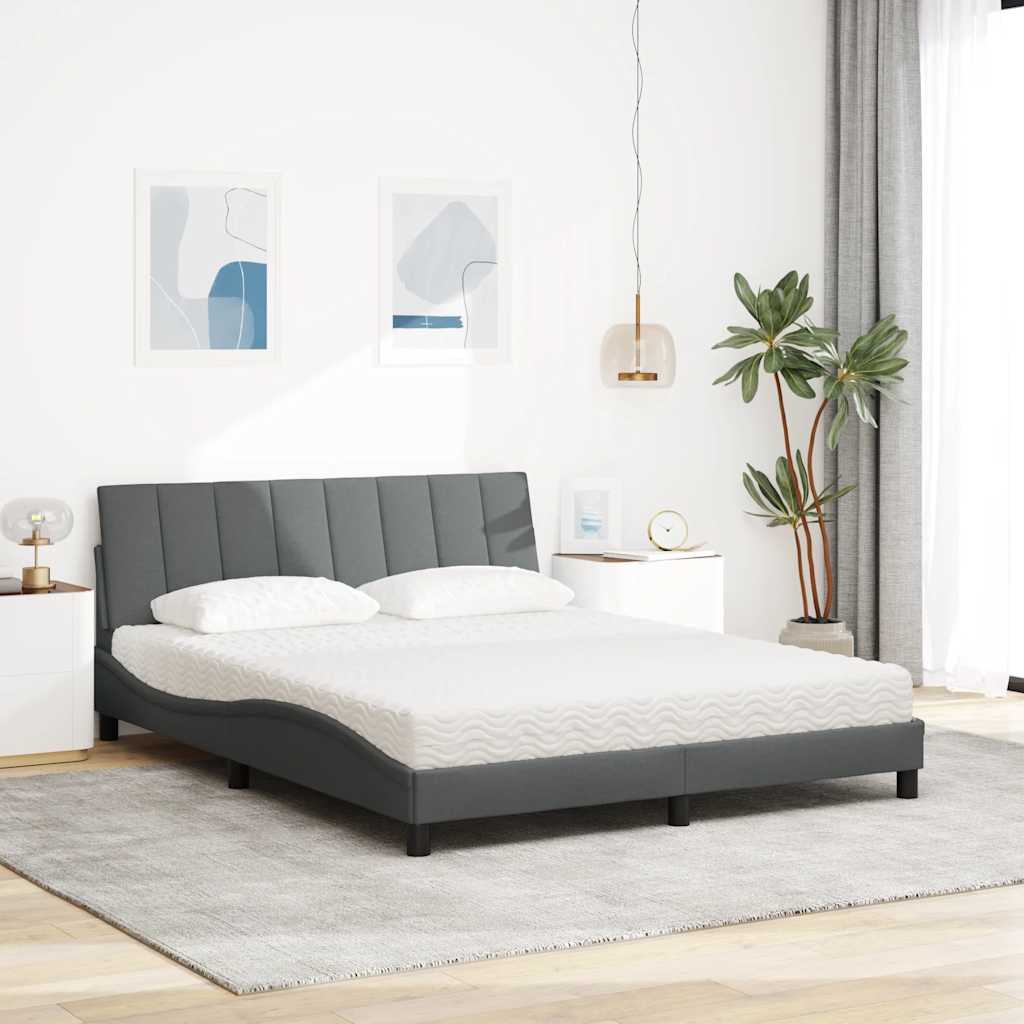Letto con Materasso Hanko Grigio Scuro 160x200 cm Tessuto