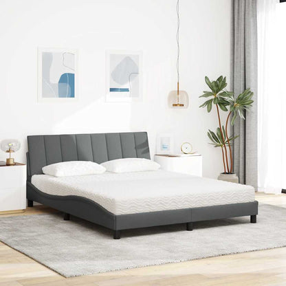 Letto con Materasso Hanko Grigio Scuro 160x200 cm Tessuto