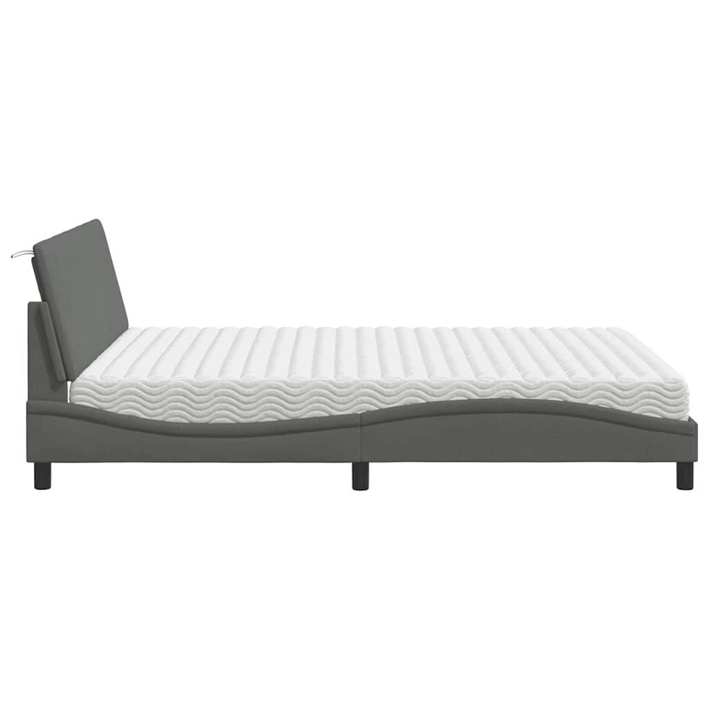 Letto con Materasso Hanko Grigio Scuro 160x200 cm Tessuto