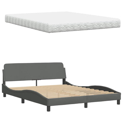 Letto con Materasso Hanko Grigio Scuro 160x200 cm Tessuto