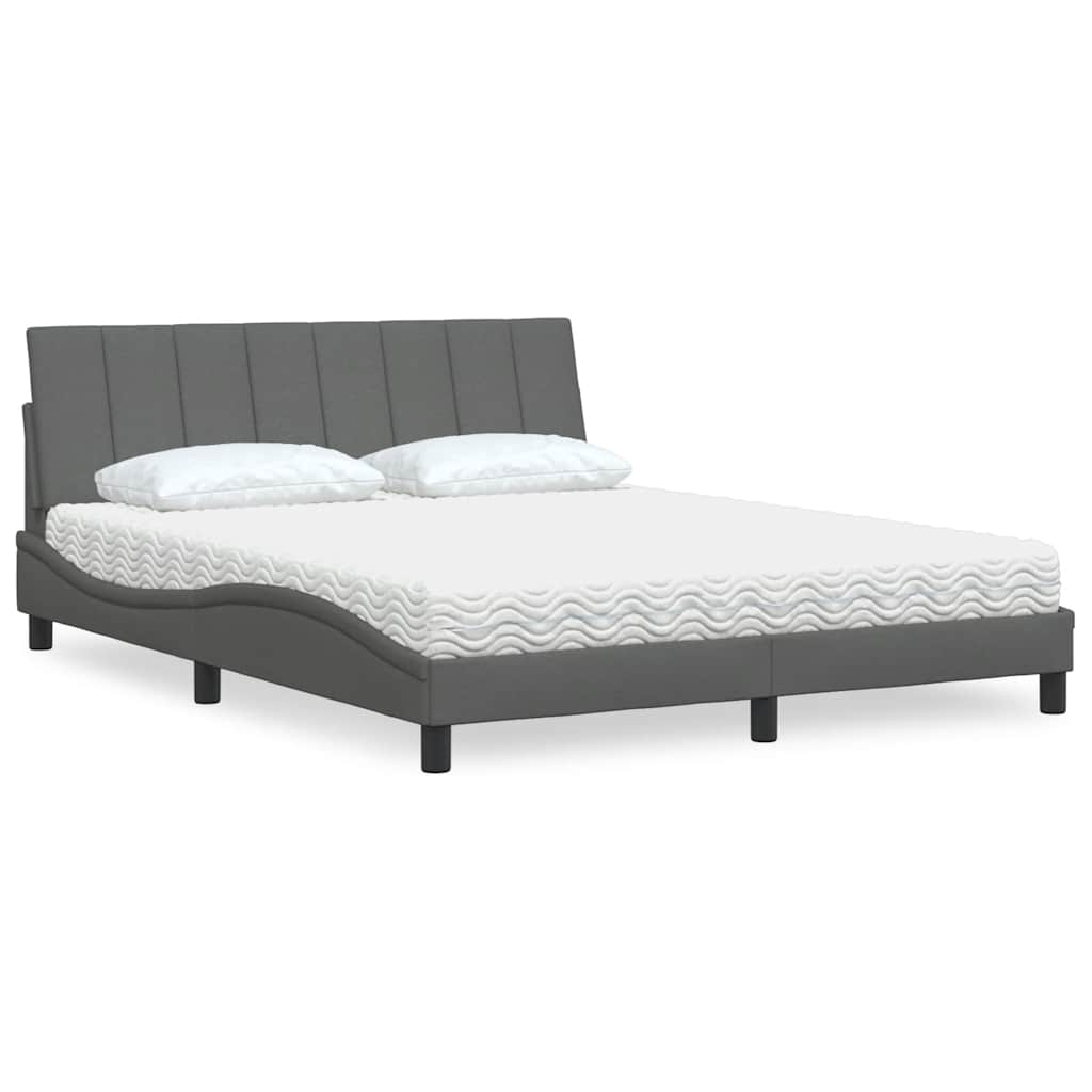 Letto con Materasso Hanko Grigio Scuro 160x200 cm Tessuto