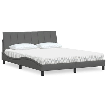 Letto con Materasso Hanko Grigio Scuro 160x200 cm Tessuto
