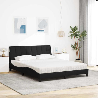 Letto con Materasso Hanko Nero 160x200 cm in Tessuto