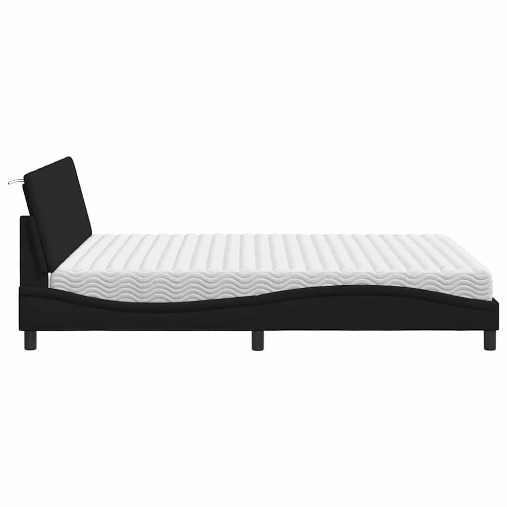 Letto con Materasso Hanko Nero 160x200 cm in Tessuto