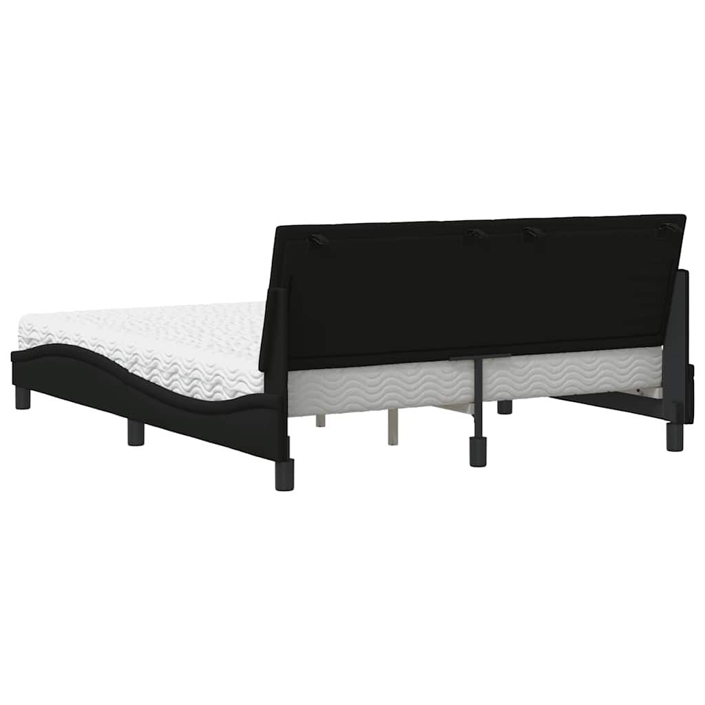 Letto con Materasso Hanko Nero 160x200 cm in Tessuto