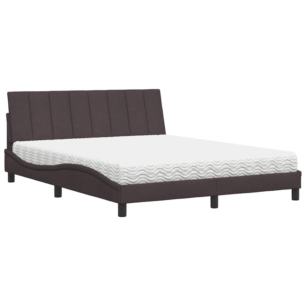Letto con Materasso Hanko Marrone Scuro 160x200cm Tessuto