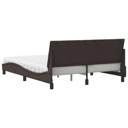 Letto con Materasso Hanko Marrone Scuro 160x200cm Tessuto