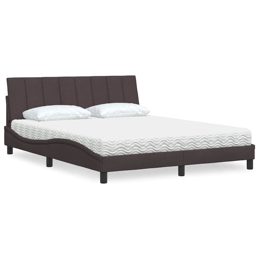 Letto con Materasso Hanko Marrone Scuro 160x200cm Tessuto