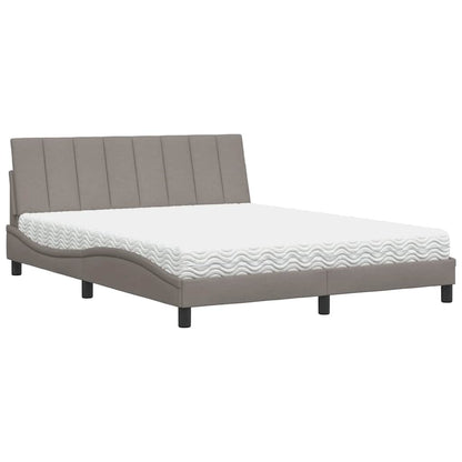 Letto con Materasso Hanko Tortora 160x200 cm in Tessuto