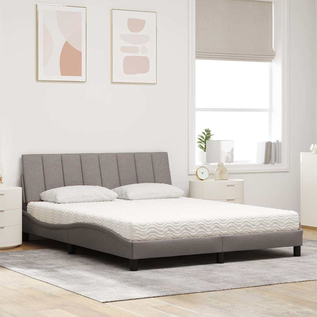 Letto con Materasso Hanko Tortora 160x200 cm in Tessuto