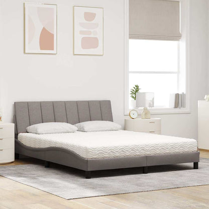 Letto con Materasso Hanko Tortora 160x200 cm in Tessuto