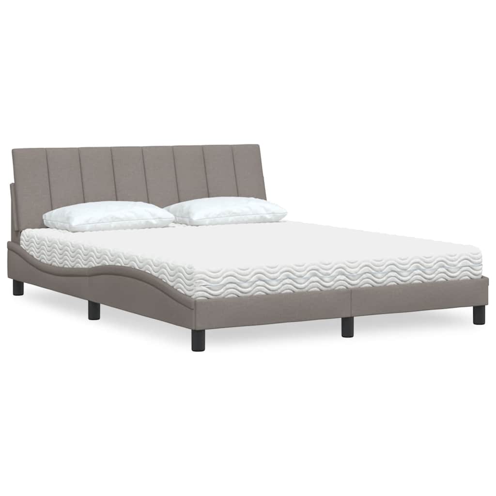 Letto con Materasso Hanko Tortora 160x200 cm in Tessuto