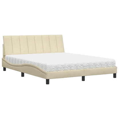 Letto con Materasso Hanko Crema 160x200 cm in Tessuto