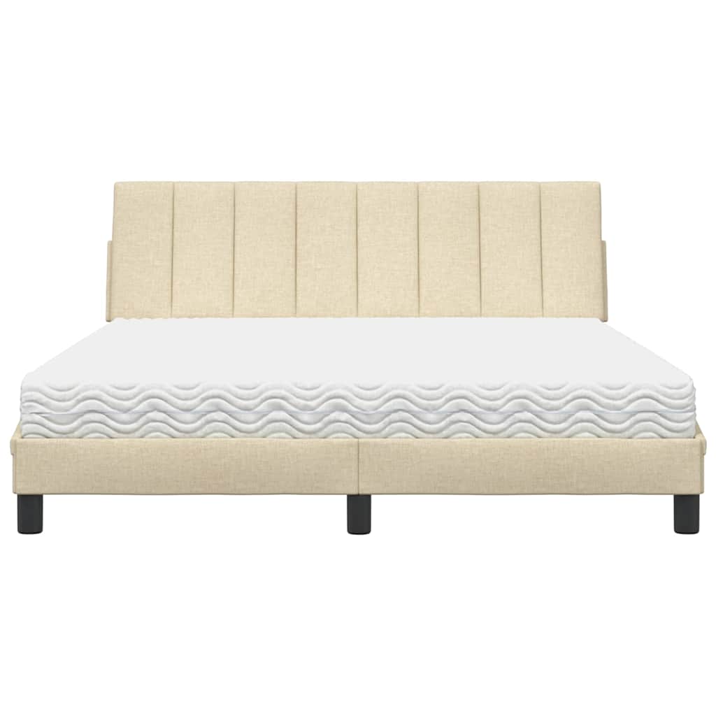 Letto con Materasso Hanko Crema 160x200 cm in Tessuto | homemem39