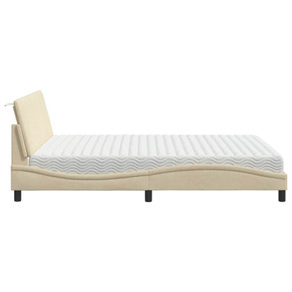 Letto con Materasso Hanko Crema 160x200 cm in Tessuto