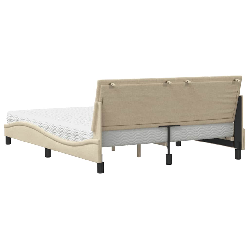 Letto con Materasso Hanko Crema 160x200 cm in Tessuto