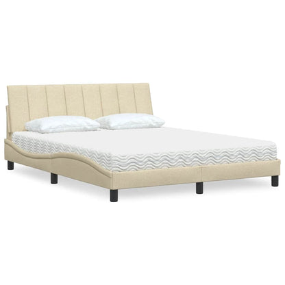 Letto con Materasso Hanko Crema 160x200 cm in Tessuto