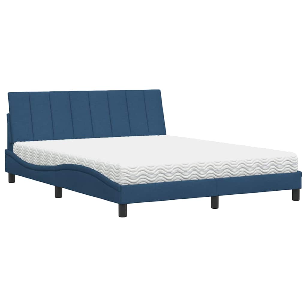 Letto con Materasso Blu 160x200 cm in Tessuto - homemem39