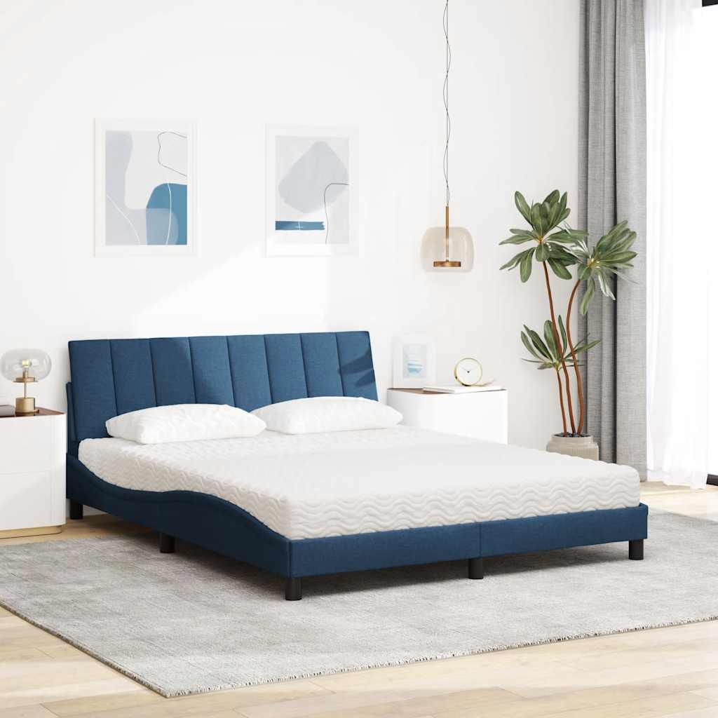 Letto con Materasso Hanko Blu 160x200 cm in Tessuto