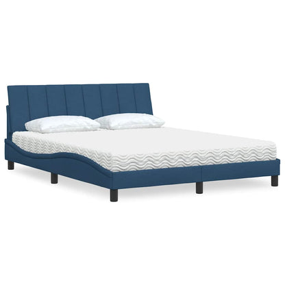 Letto con Materasso Hanko Blu 160x200 cm in Tessuto