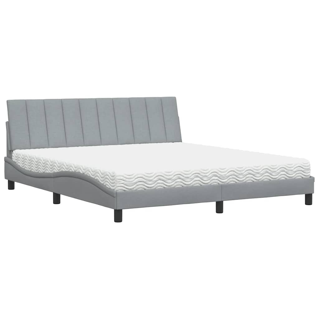 Letto con Materasso Grigio Chiaro180x200 cm Tessuto