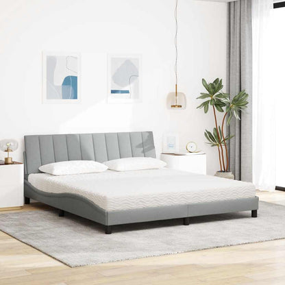 Letto con Materasso Hanko Grigio Chiaro180x200 cm Tessuto
