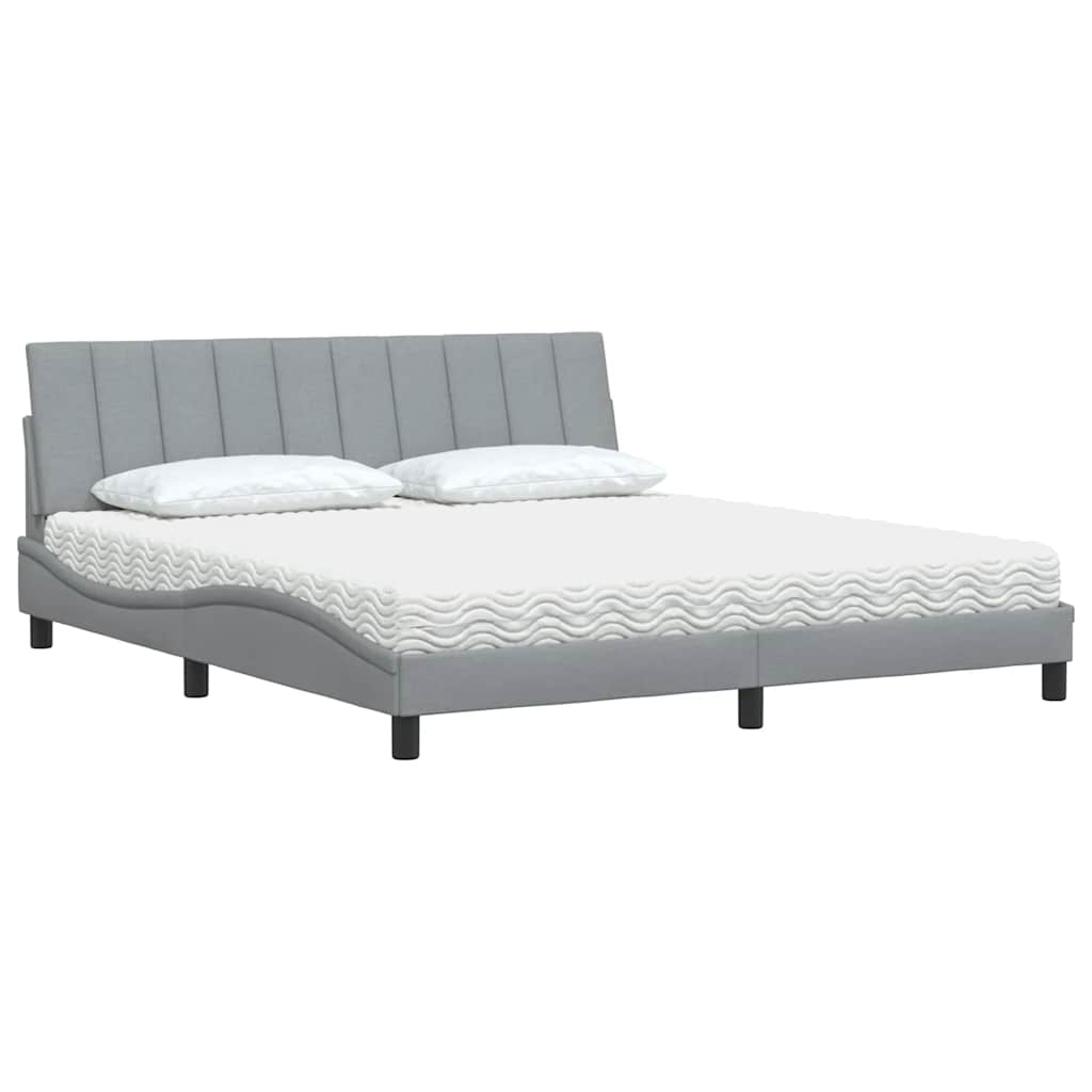 Letto con Materasso Grigio Chiaro180x200 cm Tessuto