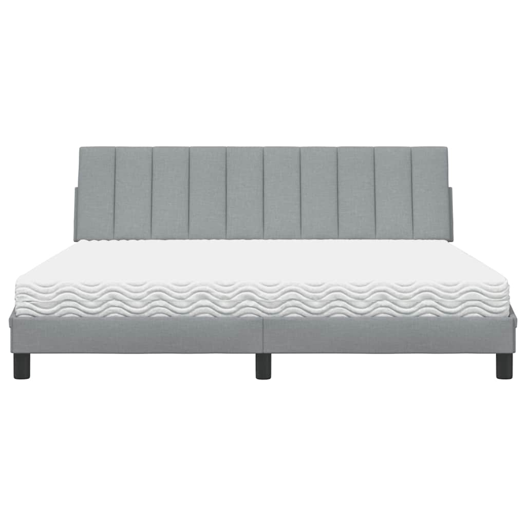 Letto con Materasso Grigio Chiaro180x200 cm Tessuto