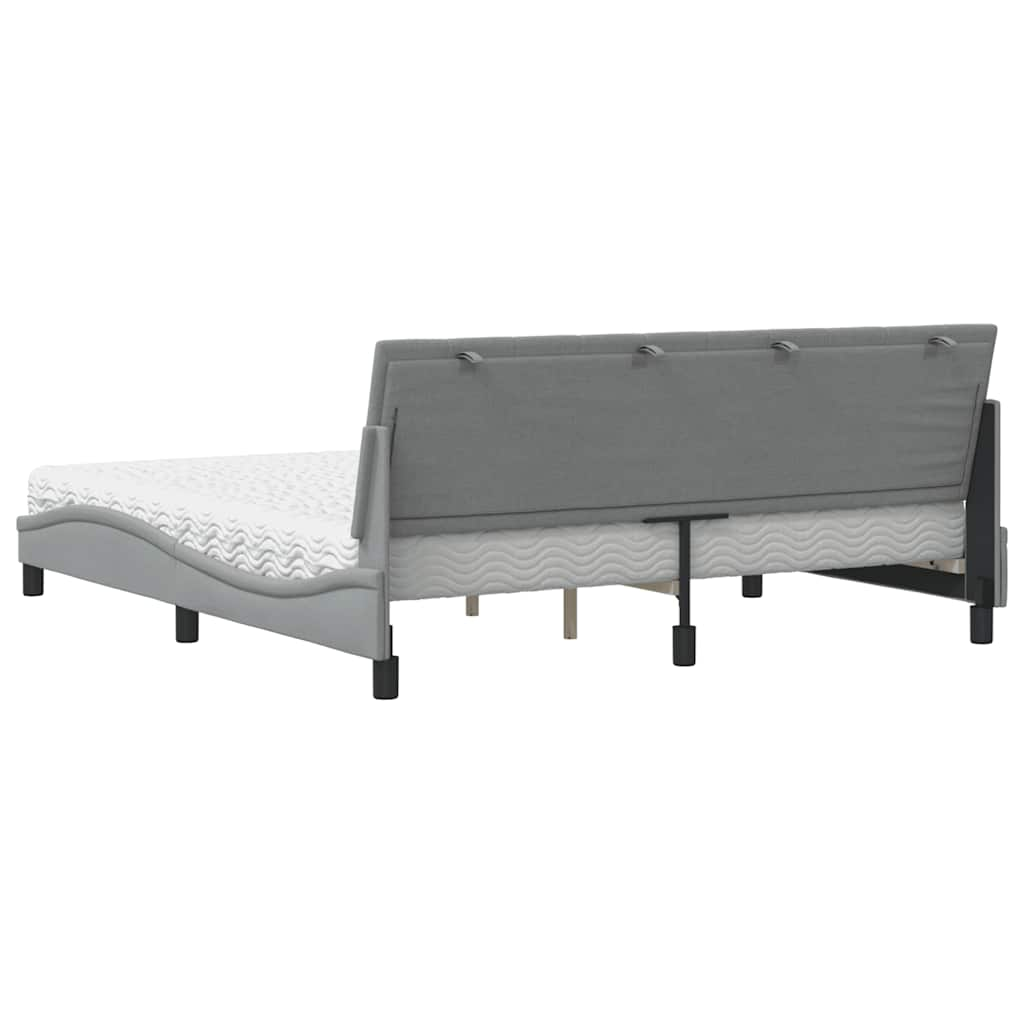 Letto con Materasso Grigio Chiaro180x200 cm Tessuto