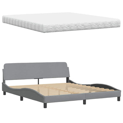 Letto con Materasso Hanko Grigio Chiaro180x200 cm Tessuto