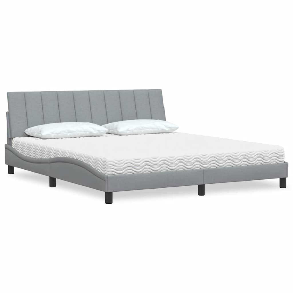 Letto con Materasso Hanko Grigio Chiaro180x200 cm Tessuto