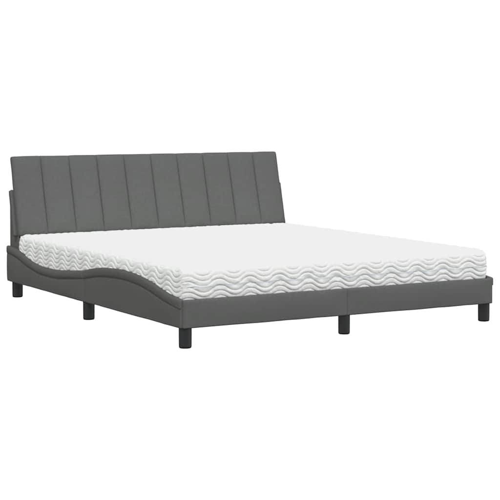 Letto con Materasso Hanko Grigio Scuro 180x200 cm Tessuto