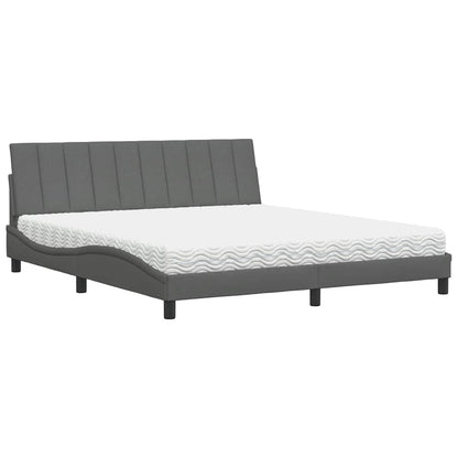 Letto con Materasso Hanko Grigio Scuro 180x200 cm Tessuto