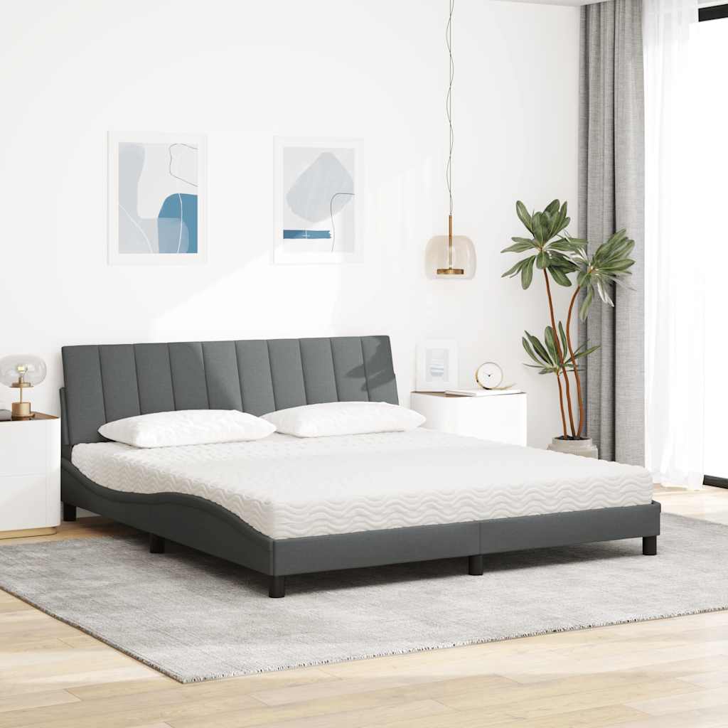 Letto con Materasso Hanko Grigio Scuro 180x200 cm Tessuto