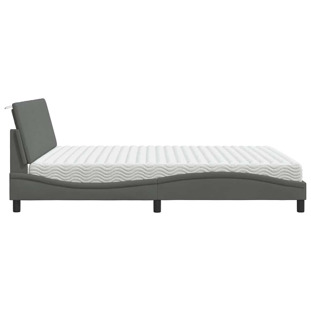 Letto con Materasso Hanko Grigio Scuro 180x200 cm Tessuto