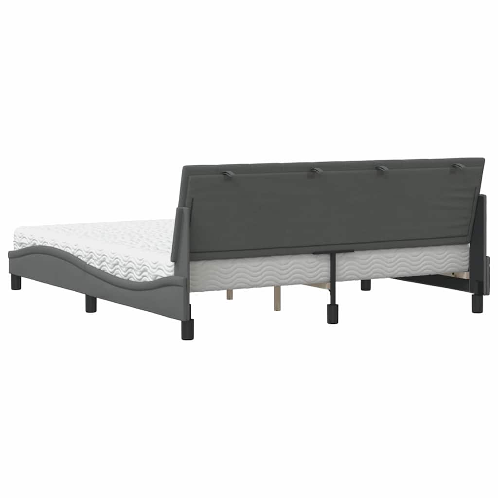 Letto con Materasso Hanko Grigio Scuro 180x200 cm Tessuto