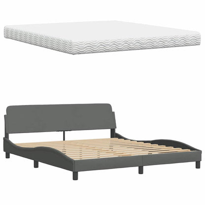 Letto con Materasso Hanko Grigio Scuro 180x200 cm Tessuto