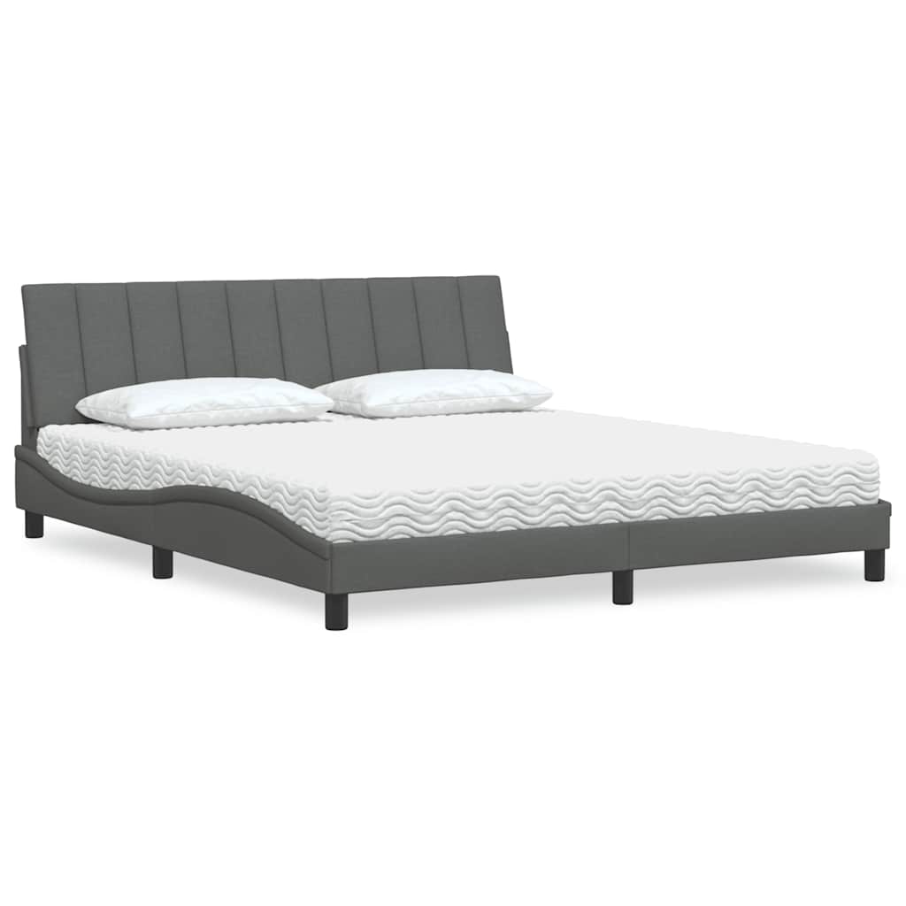 Letto con Materasso Hanko Grigio Scuro 180x200 cm Tessuto
