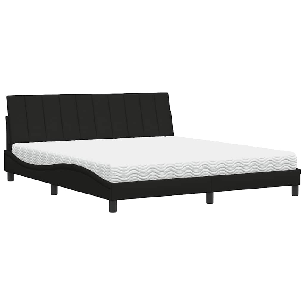 Letto con Materasso Hanko Nero 180x200 cm in Tessuto