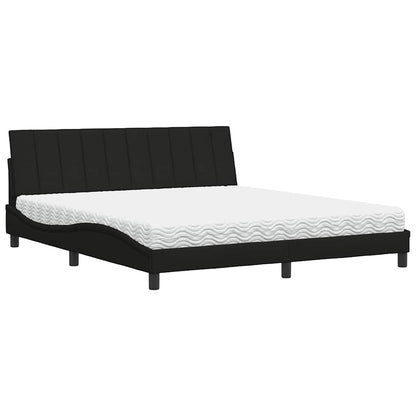 Letto con Materasso Hanko Nero 180x200 cm in Tessuto