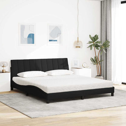 Letto con Materasso Hanko Nero 180x200 cm in Tessuto