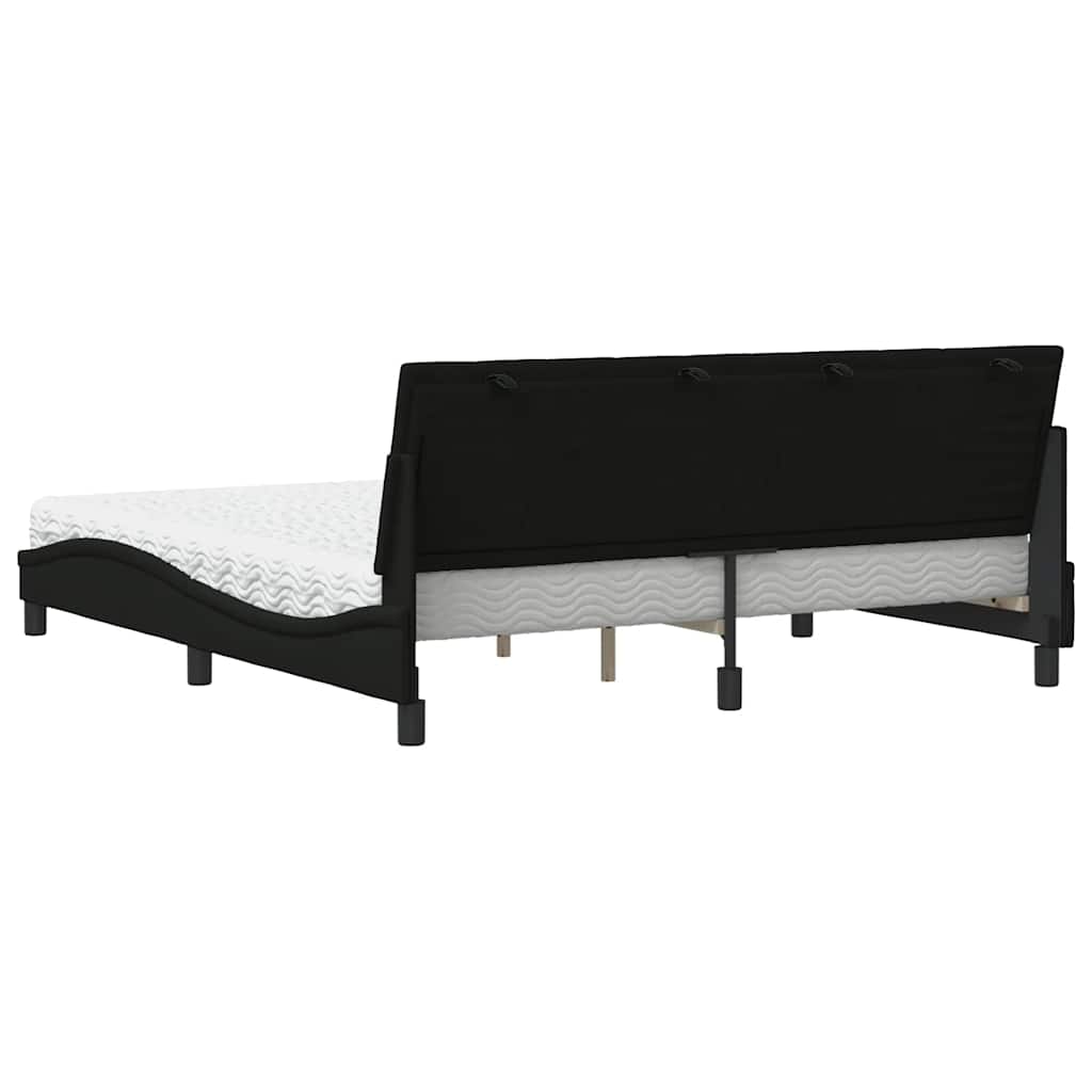 Letto con Materasso Hanko Nero 180x200 cm in Tessuto